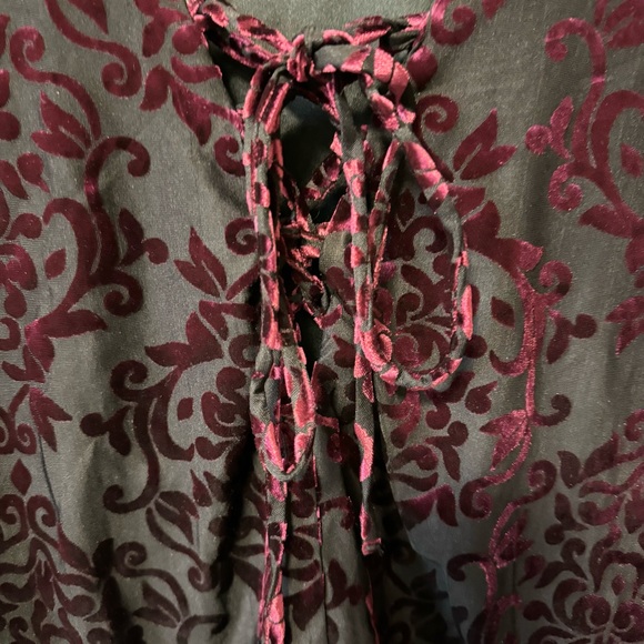 Y2K Velvet Burnout Top Womens Medium Venus Whimsigoth Fairy Sleeves Romantic - Picture 3 of 10